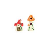 ARFUKA Cute Mini Resin Mushroom House Ornaments Charming Garden & Yard Decor Outdoor Lawn Figures for Landscape, Patio & Fairy Garden Decor Pack of 2