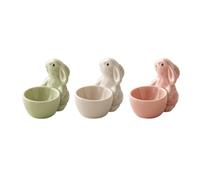 ARFUKA Egg Cups Ceramic Rabbit Egg Cup Set Single Easter Egg Display Stand for Soft Hard Boiled Eggs Breakfast Table Kitchen Gift Pack of 3
