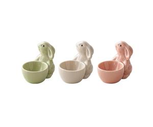 ARFUKA Egg Cups Ceramic Rabbit Egg Cup Set Single Easter Egg Display Stand for Soft Hard Boiled Eggs Breakfast Table Kitchen Gift Pack of 3