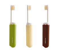 ARFUKA Foldable Travel Toothbrushes Medium Soft Bristles with Case Reusable Dental Oral Care Essentials for Travel, Camping & On-The-Go Pack of 3