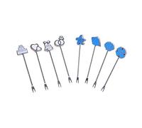 ARFUKA Fruit Forks Fruit Pick Stainless Steel Cute Cartoon Fruit Salad Fork Mini Food Picks Two Prong Forks Bistro Cocktail Forks Tasting Appetizer Forks Set Pack of 8