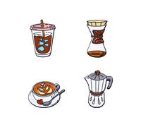 ARFUKA Funny Coffee Enamel Pins Cartoon Alloy Brooch Lapel Pin Set for Women, Men, Teens - Mini Badge Accessories for Backpacks, Jackets, Bags Pack of 4