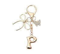 ARFUKA Gold Initial Letter Keyring Personalized Charm for Sister, Besties, Mom Cute Keychain for Keys, Backpack, Bag Dainty Keyfob for Her Birthday, Christmas (Letter P)