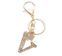 ARFUKA Gold Initial Letter Keyring with Rhinestones - Crown Metal Personalized Keychain Charm Bag Charm for Keys, Backpack, Bag - Ideal for Sister, Besties, Mom on Birthday, Christmas (Letter V)