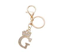 ARFUKA Gold Initial Letter Keyring with Rhinestones - Crown Metal Personalized Keychain Charm Bag Charm for Keys, Backpack, Bag - Ideal for Sister, Besties, Mom on Birthday, Christmas (Letter G)