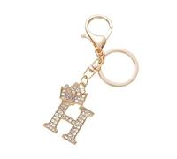 ARFUKA Gold Initial Letter Keyring with Rhinestones - Crown Metal Personalized Keychain Charm Bag Charm for Keys, Backpack, Bag - Ideal for Sister, Besties, Mom on Birthday, Christmas (Letter H)