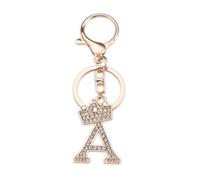 ARFUKA Gold Initial Letter Keyring with Rhinestones - Crown Metal Personalized Keychain Charm Bag Charm for Keys, Backpack, Bag - Ideal for Sister, Besties, Mom on Birthday, Christmas (Letter A)