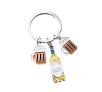 ARFUKA Keyring Beer Bottle and Glasses Pendant Keychain Car Key Chain Key Holder Gift Exchange Ideas for Her and Him