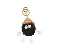 ARFUKA Keyring Briquettes Pendant Plush Keyring Pom Pom Keychain Cute Key Organizer Holder Bag Charm Keyring Birthday Christmas Wedding Valentine's Day Gift for Men and Women Black