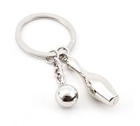 ARFUKA Keyring Metal Bowling Keychain Sport Key Chain Keyring, Christmas/Birthday Gift for Men and Women Silver