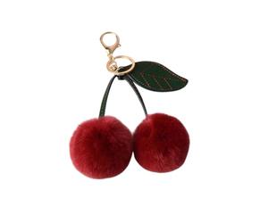 ARFUKA Keyring Red Pom Pom Keychain Fluffy Cherry Hanging Charm Keyfob Key Organizer Holder for House and Car Key