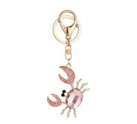 ARFUKA Keyring Rhinestone Crab Pendant Keychain Metal Key Ring Charm Jewellery Christmas Birthday Keyrings Key Chain Key Ring Holder for Men and Women Pink