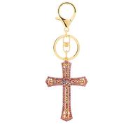 ARFUKA Keyring Rhinestone Cross Pendant Keychain Iced Out Metal Key Ring Charm Jewellery Christmas Birthday Gift Keyrings Key Chain Key Ring Holder for Men and Women