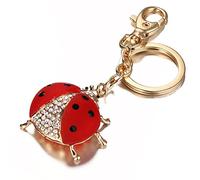 ARFUKA Keyring Rhinestone Ladybug Pendant Keychain 3D Animal Iced Out Metal Key Ring Charm Jewellery Christmas Birthday Gift Keyrings Key Chain Key Ring Holder for Men and Women