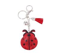 ARFUKA Ladybug Keyring Full Crystal Rhinestone Keychain Key Ring Holder Alloy PU Leather Jewelry Car Bag Charm Accessories