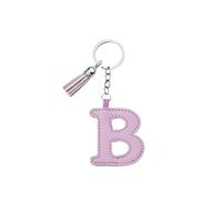 ARFUKA Letter Keyring with Colored PU Leather Tassel Pendant Alphabet B Keychain- Cute Bag Charm, Backpack Decoration Accessories for Women & Men