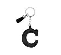 ARFUKA Letter Keyring with Colored PU Leather Tassel Pendant Alphabet C Keychain- Cute Bag Charm, Backpack Decoration Accessories for Women & Men