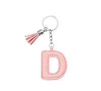 ARFUKA Letter Keyring with Colored PU Leather Tassel Pendant Alphabet D Keychain- Cute Bag Charm, Backpack Decoration Accessories for Women & Men