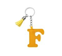 ARFUKA Letter Keyring with Colored PU Leather Tassel Pendant Alphabet F Keychain- Cute Bag Charm, Backpack Decoration Accessories for Women & Men