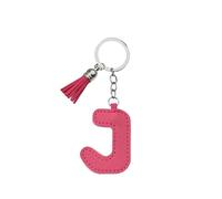 ARFUKA Letter Keyring with Colored PU Leather Tassel Pendant Alphabet J Keychain- Cute Bag Charm, Backpack Decoration Accessories for Women & Men