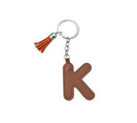 ARFUKA Letter Keyring with Colored PU Leather Tassel Pendant Alphabet K Keychain- Cute Bag Charm, Backpack Decoration Accessories for Women & Men