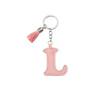 ARFUKA Letter Keyring with Colored PU Leather Tassel Pendant Alphabet L Keychain- Cute Bag Charm, Backpack Decoration Accessories for Women & Men