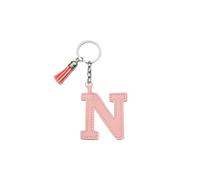 ARFUKA Letter Keyring with Colored PU Leather Tassel Pendant Alphabet N Keychain- Cute Bag Charm, Backpack Decoration Accessories for Women & Men