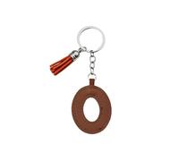 ARFUKA Letter Keyring with Colored PU Leather Tassel Pendant Alphabet O Keychain- Cute Bag Charm, Backpack Decoration Accessories for Women & Men