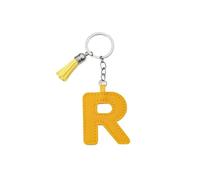 ARFUKA Letter Keyring with Colored PU Leather Tassel Pendant Alphabet R Keychain- Cute Bag Charm, Backpack Decoration Accessories for Women & Men