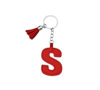 ARFUKA Letter Keyring with Colored PU Leather Tassel Pendant Alphabet S Keychain- Cute Bag Charm, Backpack Decoration Accessories for Women & Men