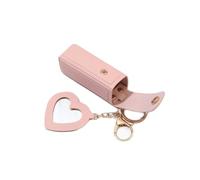 ARFUKA Lipstick Holder Keyring Case with Mirror Lip Balm Holder Keyring Mini Bag Travel Lipstick Organizer with Keychain Pink