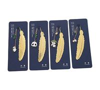 ARFUKA Metal Bookmarks with Adorable Panda & Feather Design, Durable Reading Page Holders for Women, Kids, Book Lovers - Cute Present for Readers, Birthday, Students Pack of 4