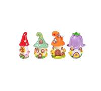 ARFUKA Mini Resin Cute House Landscape Ornaments Charming Outdoor & Home Decor Perfect for Garden, Cake Topping & DIY Crafts Pack of 4