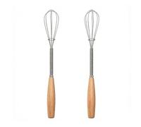 ARFUKA Mini Whisk Stainless Steel Small Wire Whisks with Wooden Handles (20cm) - Egg Beater, Frother, Blender for Cooking, Baking, Sauces, Coffee, Milk - Durable Tiny Hand Whisk Set Pack of 2