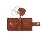 ARFUKA PU Leather Mini Photo Keyring Easy-Open Pocket Album Keychain & Bag Charm Holds 2 Photos Brown