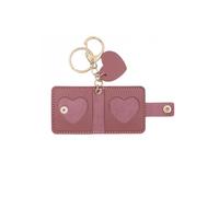ARFUKA PU Leather Mini Photo Keyring Easy-Open Pocket Album Keychain & Bag Charm Holds 2 Photos Purple