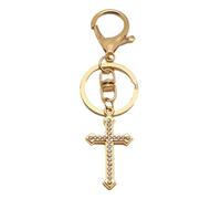 ARFUKA Religious Gold Cross Keyring with Sparkling Rhinestones Keychain Bag Purse Charm Stylish Accessory for Handbags, Backpacks, Car Keys