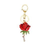 ARFUKA Rhinestone Rose Keyring Sparkling Crystal Flower Keychain & Bag Charm Elegant Bling Accessory for Purses & Keys