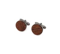 ARFUKA Round Wooden Black Copper Cufflinks Set for Men Handcrafted Elegant Shirt Studs & Jewelry Accessories