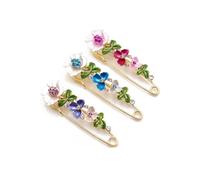 ARFUKA Safety Pins Rhinestone Flower Large Safety Pins Women Brooch Pins Cinch Clip Cardigan Clips for Women Skirts Sweater Scarf Lapel Hat Accessories Pack of 3