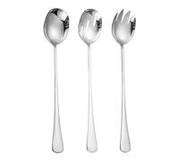 ARFUKA Salad Servers Salad Serving Sets Stainless Steel 11" Buffet Salad Spoon and Salad Fork Dishwasher Safe Large Metal Serving Utensils Silver, Set of 3