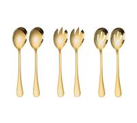 ARFUKA Salad Servers Stainless Steel Salad Serving Set Salad Spoon and Fork Set Kitchen Cooking Utensil Cutlery Gifts Gold, Set of 6