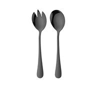 ARFUKA Salad Servers Stainless Steel Salad Spoon Fork Serving Set Salad Mixing Dinner Fork and Spoon Long Handle Salad Server Set Kitchen Cooking Utensil Cutlery Set Black
