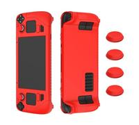 ARFUKA Silicone Protective Case Compatible with Steam Deck (LCD) with 4 Thumb Grip Caps Full-Body Protection, Anti-Scratch, Washable Enhanced Grip Sleeve & Accessories (Red)