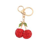 ARFUKA Sparkling Crystal Rhinestone Keyring Cherry Design Keychain Car Key Ring Jewelry for Women Men, Bag Purse Charm Accessory