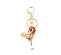ARFUKA Sparkling Crystal Rhinestone Keyring Cocktail Glass Design Keychain Car Key Ring Jewelry for Women Men, Bag Purse Charm Accessory