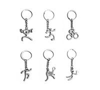 ARFUKA Keyring Sporty Man Pendant Keychain Metal Cycling Running Weightlift Play Tennis Basketball Soccer Figure Key Ring Christmas Birthday Gift Key Chain for Men and Women Silver
