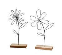 ARFUKA Table Decoration Home Decor Ornaments Iron Flower Sculpture for Living Room Office Desktop Bookshelf Statue Decor Gift for Wedding Housewarming Party Pack of 2
