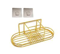 ARFUKA Toothbrush Holder Wall Mounted Stainless Steel Toothbrush Holder Eectric Toothbrush Holder Toothpaste Holder Wall Stand Organizer for Kitchen Bathroom Organizer Gold