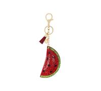 ARFUKA Watermelon Crystal Rhinestone Keyring Alloy PU Leather Fruit Keychain Jewelry Car Bag Charm Accessories